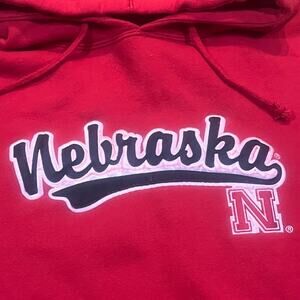 Vintage J.America Men Size XL Nebraska Hoodie Red Sweatshirt Long Sleeve